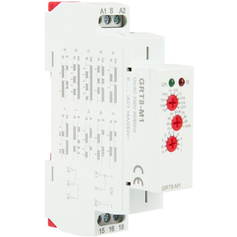 Eosnow – Relais temporisé multifonctionnel 10 fonctions – AC 230V – Montage rail DIN 35mm – Plage de temporisation 0,1s à 10 jours - GRT8-M1