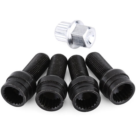 Eosnow,4 + 1 M14 1.5MM boulon de roue en acier noir jeu d'écrous de roue avec clé