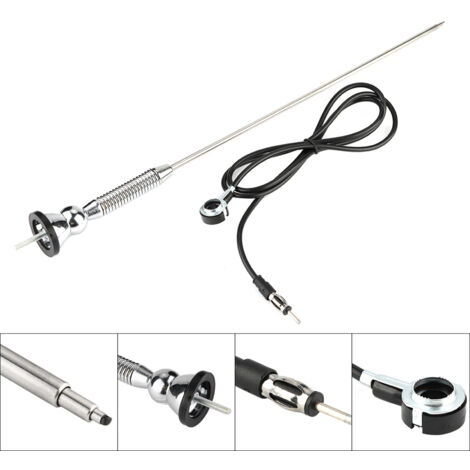Antenne Radio FM Universelle Pour Voiture - Télescopique Chromée 100 Cm, Avec Ressort, Neuf