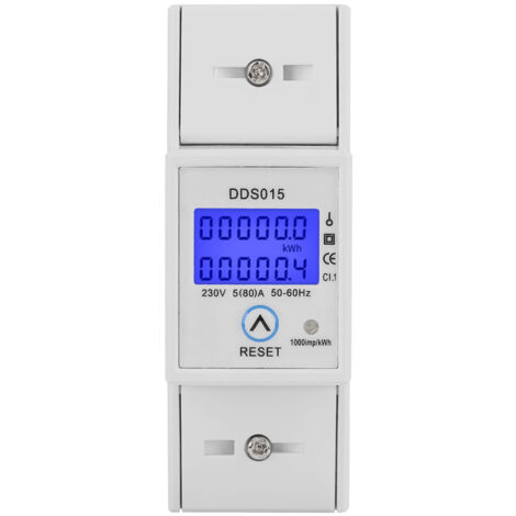 Eosnow – Compteur d'énergie numérique LCD 5-80A 230V AC – Montage rail DIN – Mesure consommation en temps réel – Affichage rétroéclairé