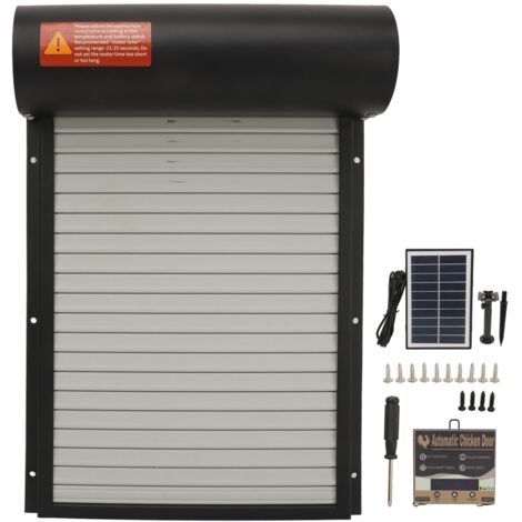 Eosnow – Porte poulailler automatique solaire – Minuterie programmable – Alimentation par panneau solaire – Compatible poules, canards, oies – Tôle de fer, plastique (1/6)