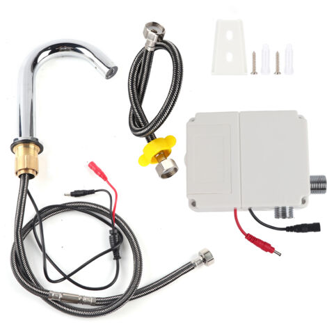 Rosvola – Robinet automatique infrarouge G1/2in – Acier inoxydable – Économie d'eau – Installation facile pour lavabo – Type hauteur courte