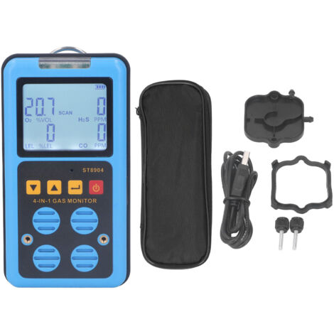 Eosnow Rilevatore di gas 4 in 1 CO H2S O2 LEL Misurazione accurata Suono Luce Vibrazione Allarme Display retroilluminato Rilevatore