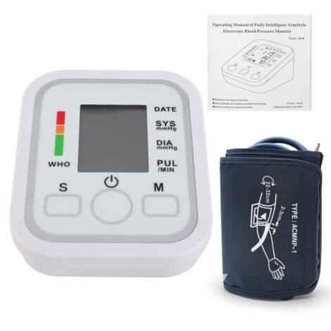 Decdeal Misuratore di pressione arteriosa Display LCD Monitor portatile con fascia da braccio con misurazione precisa con funzione di impostazione dell'ora