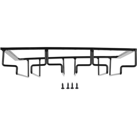 Eosnow Portabicchieri da vino sotto il mobile Porta calici Appendiabiti in metallo Organizzatore per bar Cucina 3 slot 30x22,5 cm Nero (1/5)
