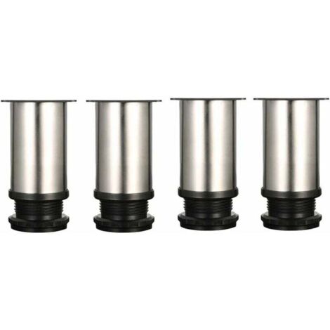 4 Pieds Réglables 8 cm De Hauteur Épaissir les pieds d'armoire Pieds de table Pieds de meubles, Acier inoxydable brossé, Hauteur réglable 0-15 mm Venez avec des vis en acier inoxydable (1/4)