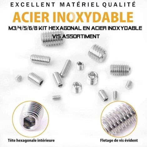 YEEZET Lot de 224 vis M6 M8 M10 à tête hexagonale, rondelles, rondelles et écrous (acier au carbone 8,8 YEEZET Lot de 224 vis M6 M8 M10 à tête hexagonale, rondelles, rondelles et écrous (acier au carbone 8,8