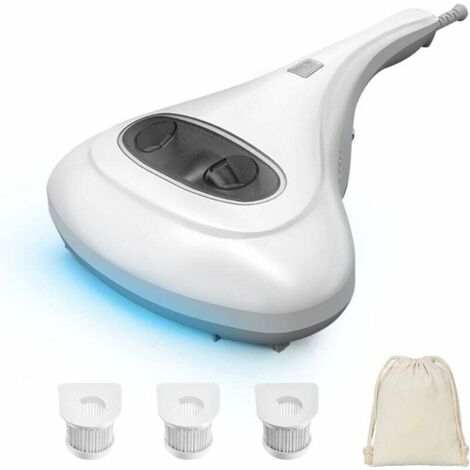 Nettoyeur pour matelas, Aspirateur matelas textiles avec lumière de stérilisation UV, Sans sac, Filtre HEPA lavable, Avec câble