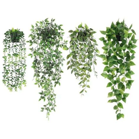 4Pcs Plante Artificielle Interieur Tombante avec Pot Fausse Plante Verte Tombante en Pot Petite Plantes Artificielles Suspendues Interieur Fausse Plante Tombante Artificielle (1/4)