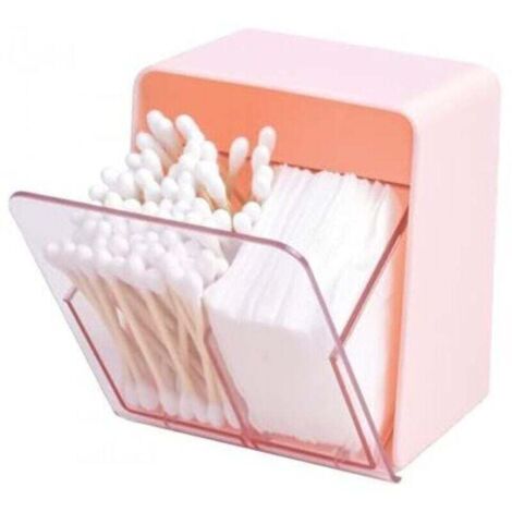 Boîte à cotons-tiges, 2 compartiments avec couvercle, récipient pour cotons-tiges, pour comptoir de salle de bain et toilettes (1/4)