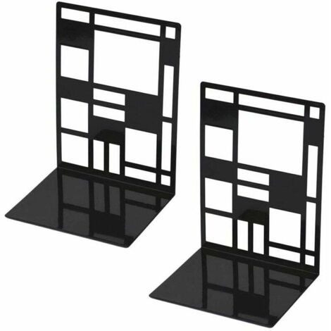 Ensemble de serre-livres, serre-livres en métal, serre-livres noirs, serre-livres design, étagère à base antidérapante pour enfants, bureau, école, salon, librairie et bibliothèque