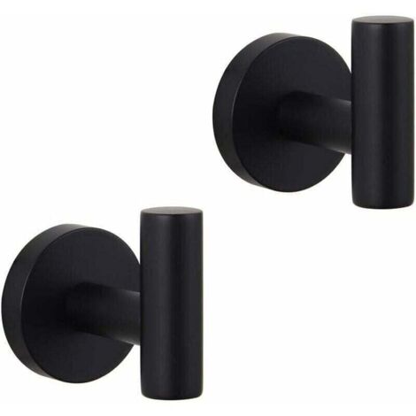 Porte-manteau noir mat pour salle de bain SUS 304 en acier inoxydable simple serviette / peignoirs crochet pour salle de bain cuisine style hôtel moderne mural 2 paquets (1/4)