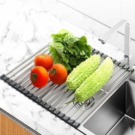 Egoutoire Vaisselle Cuisine, Egouttoir Vaisselle Pliable, Egoutoire Vaisselle Cuisine INOX, Égouttoir à Vaisselle de Comptoir pour Évier, Tapis Egouttoir Vaisselle, 43 x 35 cm (1/4)