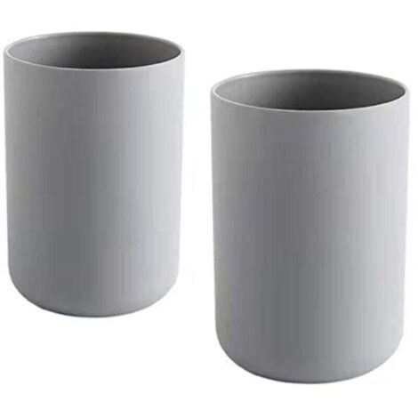 Gobelets à Dents 2 pièces, Porte-brosses à Dents de Salle de Bain, Tasse, Plastique Coupe 300ml (Gris et Gris) (1/4)