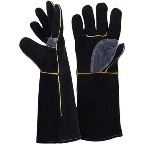 Gants résistants au feu et à la chaleur extrêmes, cuir avec coutures en kevlar, parfaits pour cheminée, poêle, four, grill, soudage, barbecue, mig, support à marmite, traitement des animaux（16 p (1/4)