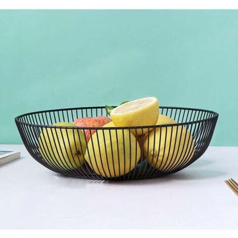 Corbeille à fruits en fil métallique | Panier rétro en fil métallique pour légumes, 25,4 cm tissé à la main, bol de style industriel, organisateur de collation