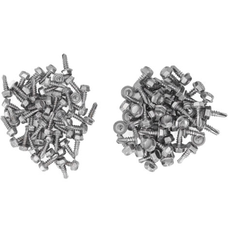 Assortiment de 100 vis autoperceuses à tête hexagonale en acier inoxydable 410, 4,2 x 13 mm et 4,8 x 13 mm (1/5)