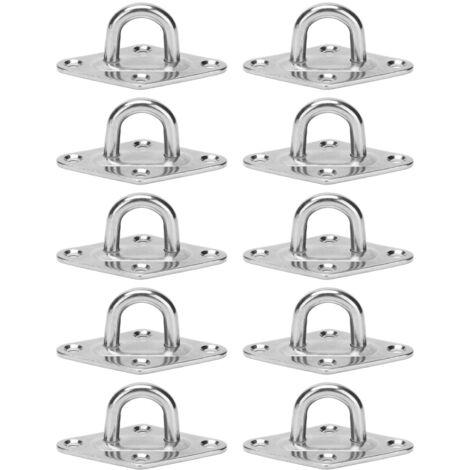Lot de 10 crochets de suspension robustes en acier inoxydable 316 pour hamac, avec boucle fixe marine de 5 mm de diamètre. (1/5)