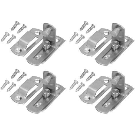 Lot de 4 loquets coulissants à charnière argentés à 90° en acier inoxydable pour portes de réunion (1/5)