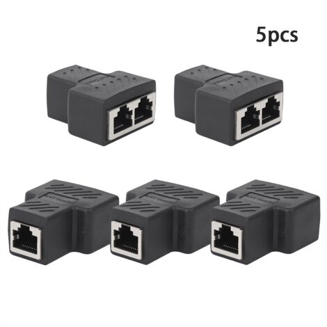 Répartiteur réseau RJ45 1 vers 2, adaptateur à trois voies, rallonge de câble, noir, éléments industriels (1/5)