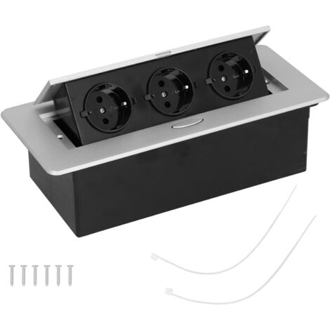 Prise de bureau encastrée à 3 positions, 250 V, pour bureaux et habitations. (1/5)