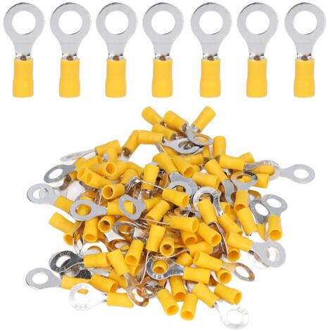 100 cosses annulaires isolées, connecteurs à sertir pour fils électriques en cuivre AWG12-10 RV5.5-8 (1/5)