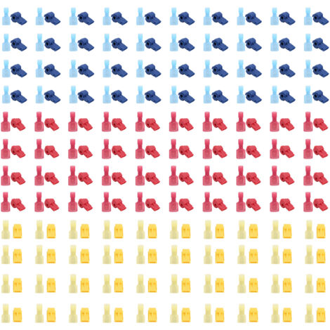 Kit d'assortiment de 120 paires de connecteurs de bornes électriques à épissure rapide TTap (rouge/jaune/bleu) (1/5)