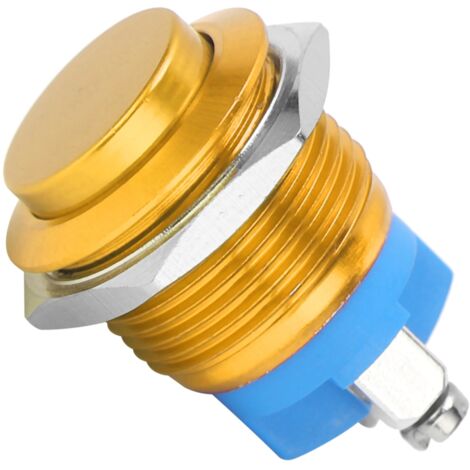 Interrupteur Bouton-Poussoir Métal Étanche 220V 16mm – Acier Inoxydable, Auto-Réinitialisable, Tête Ronde Haute (Noir)