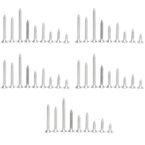 45 vis autotaraudeuses en acier inoxydable 304, tête fraisée cruciforme M6, longueurs multiples (1/5)