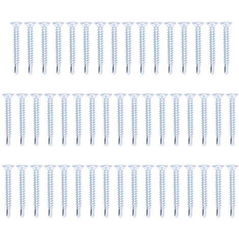 50 vis autoperceuses à tête cruciforme en acier au carbone galvanisé, tête plate 4,2 x 32 mm (1/5)