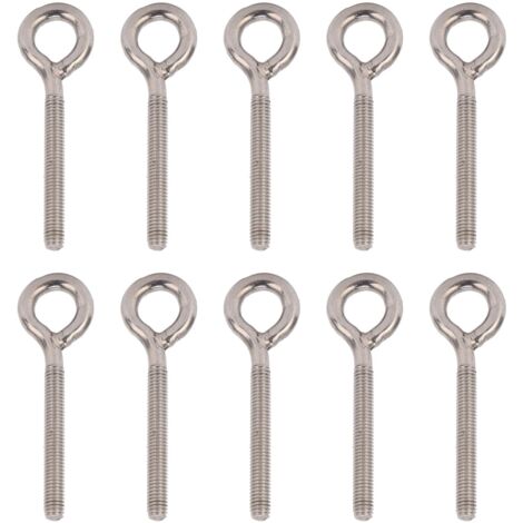 Lot de 10 boulons à œil de levage en acier inoxydable 304 argenté M6x73 avec crochets et vis pour fixation par écrou à œil (1/5)