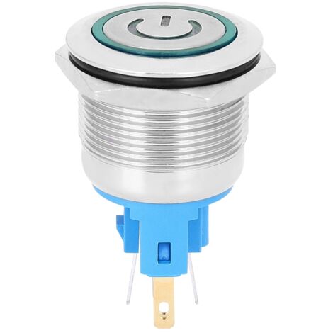Lot de 2 boutons-poussoirs 22 mm AC220V 6 broches, indice de protection IP65, avec bouton de réinitialisation et signe vert (1/5)