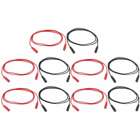 Kit de 5 cordons de test banane femelles-femelles, section 2 mm² (0,44 mm²), 1000 V, 15 A (1/5)