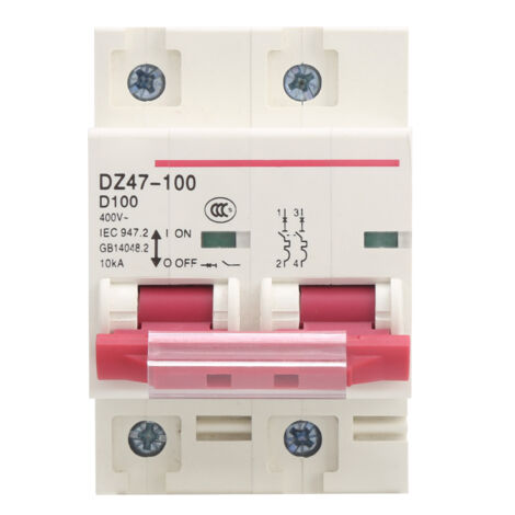 Disjoncteur domestique à interrupteur pneumatique de type D pour installation sur rail DZ47-100 2P D80100A (1/5)