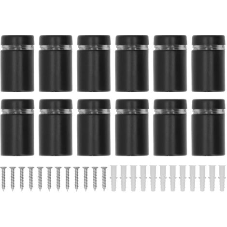 Lot de 12 clous publicitaires en acier inoxydable noir mat anticorrosion, supports d'entretoises pour verre acrylique (1/5)