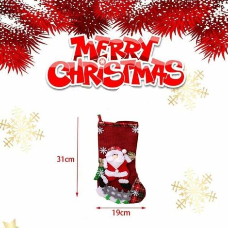 Lot 4 Chaussettes De Noël Personnalisables – Bas Du Père Noël 3D Pour Cadeaux, Décoration Cheminée & Sapin
