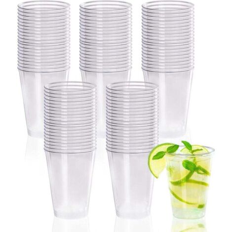 100 Pièces Gobelets en Plastique Dur, 240ML Verres de Fête en Transparents, Résistants & Réutilisable Verre Tasses, Gobelets pour Boissons, Champagne, Vin, Desserts, Anniversaires, Noël, Fêtes (1/4)