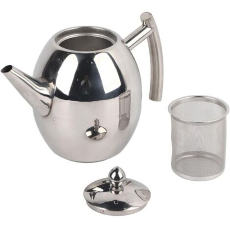 Théière en acier inoxydable avec infuseur. théière de 1 litre/1.5 litre. théière en argent fine avec filtre pour maison. hôtel. restaurant. thé en vrac(1L)
