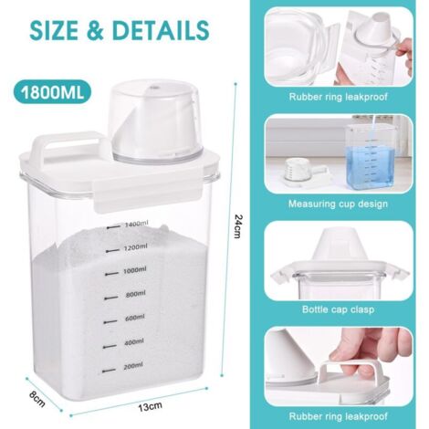 1800ml laundry detergent dispenser, sealed graduated detergent ...