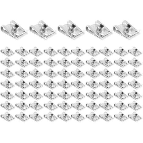 Ensemble d'écrous à clips filetés, Akozon 75 pièces, pince en U pour panneau de carrosserie de carénage, écrous en U M6, fixations rapides, accessoires de moto avec boîte de rangement, assortiment de (1/4)
