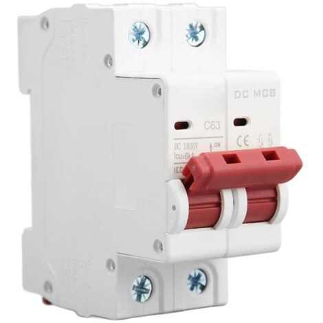 Disjoncteur DC 32A 1000V 2P Pour Installation Solaire Photovoltaïque – Protection Surcharge Et Court-circuit – Montage Sur Rail DIN