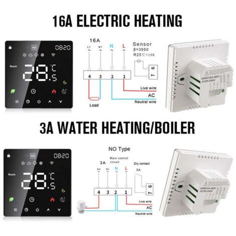 Thermostat de dispositif de chauffage de l'eau électrique de régulateur de température Intelligent d'affichage à cristaux liquides avec la fonction Programmable hebdomadaire. (1/4)