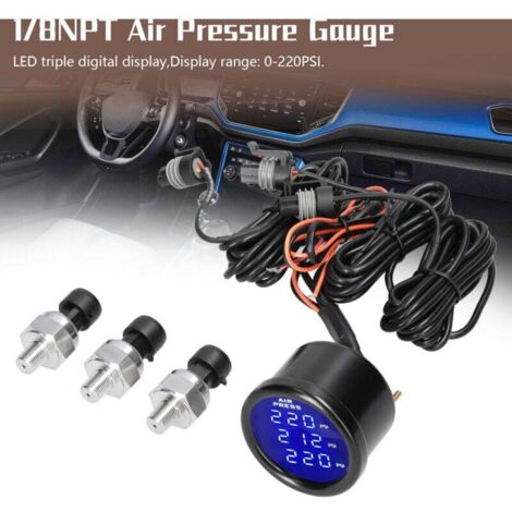 Zoternen Triple affichage de la pression d'air Guage LED Digital Suspension Gauge 0-220PSI avec des capteurs 3PCS 1 / 8NPT