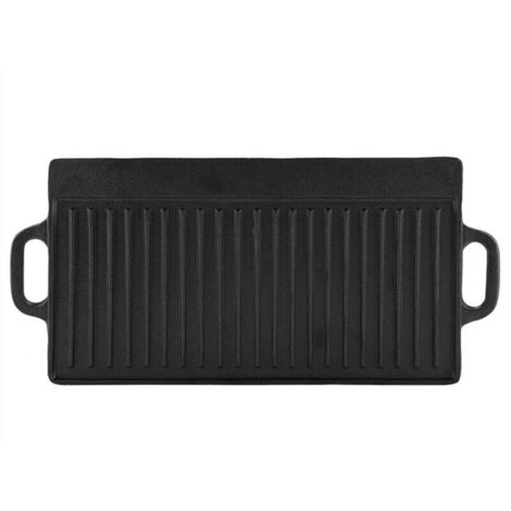 Plaque de cuisson antiadhésive en fonte Zoternen, double face, nervurée et plate (1/4)