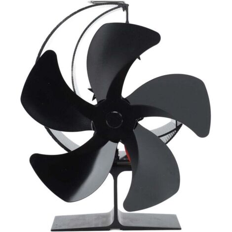 Ventilateur de Bois, Ventilateur de Brûleur à Tronc 5 Lames Qui économisent de l'énergie à l'énergie de Circulation énergétique (BLACK) (1/4)