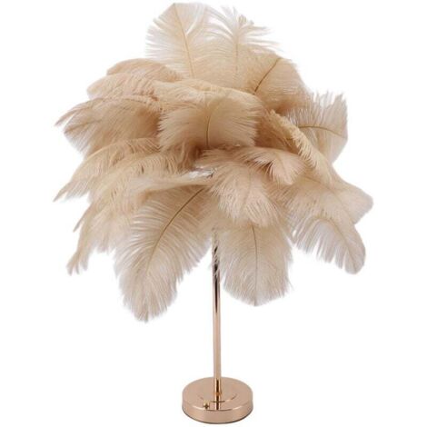 Qcwwy Lampe de table à plumes, contrôle tactile, rechargeable USB, bronzage léger (1/4)