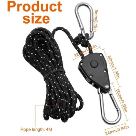 Corde Réfléchissante 6 Mm Avec Tendeur Réglable Et Mousqueton – Parfaite Pour Le Camping, Le Hamac Ou La Bâche