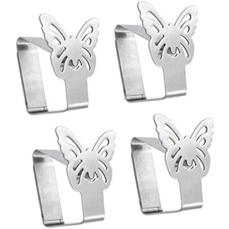 Pinces à Nappe Premium en Acier Inoxydable - Supports à Tissus pour Linge de Table - Pinces de Table pour l'intérieur et l'extérieur - Clips métalliques (4 pièces/papillon) (1/4)