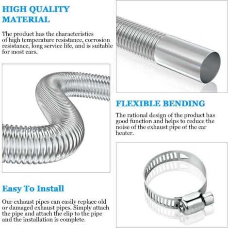 Tuyau d'échappeent flexible pour chauffage diesel - Générateur - Tuyau d'extension flexible en Tuyau d'échappeent flexible pour chauffage diesel - Générateur - Tuyau d'extension flexible en