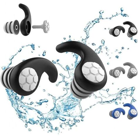 Bouchons d'oreilles de natation étanches pour adultes - 3 paires de bouchons d'oreilles de natation réutilisables en silicone souple (1/4)